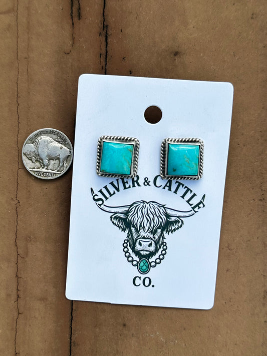 Turquoise earrings by Navajo artist Judith Dixon