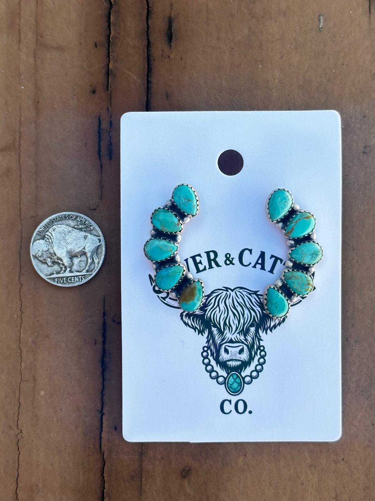 Turquoise 5 stone earrings