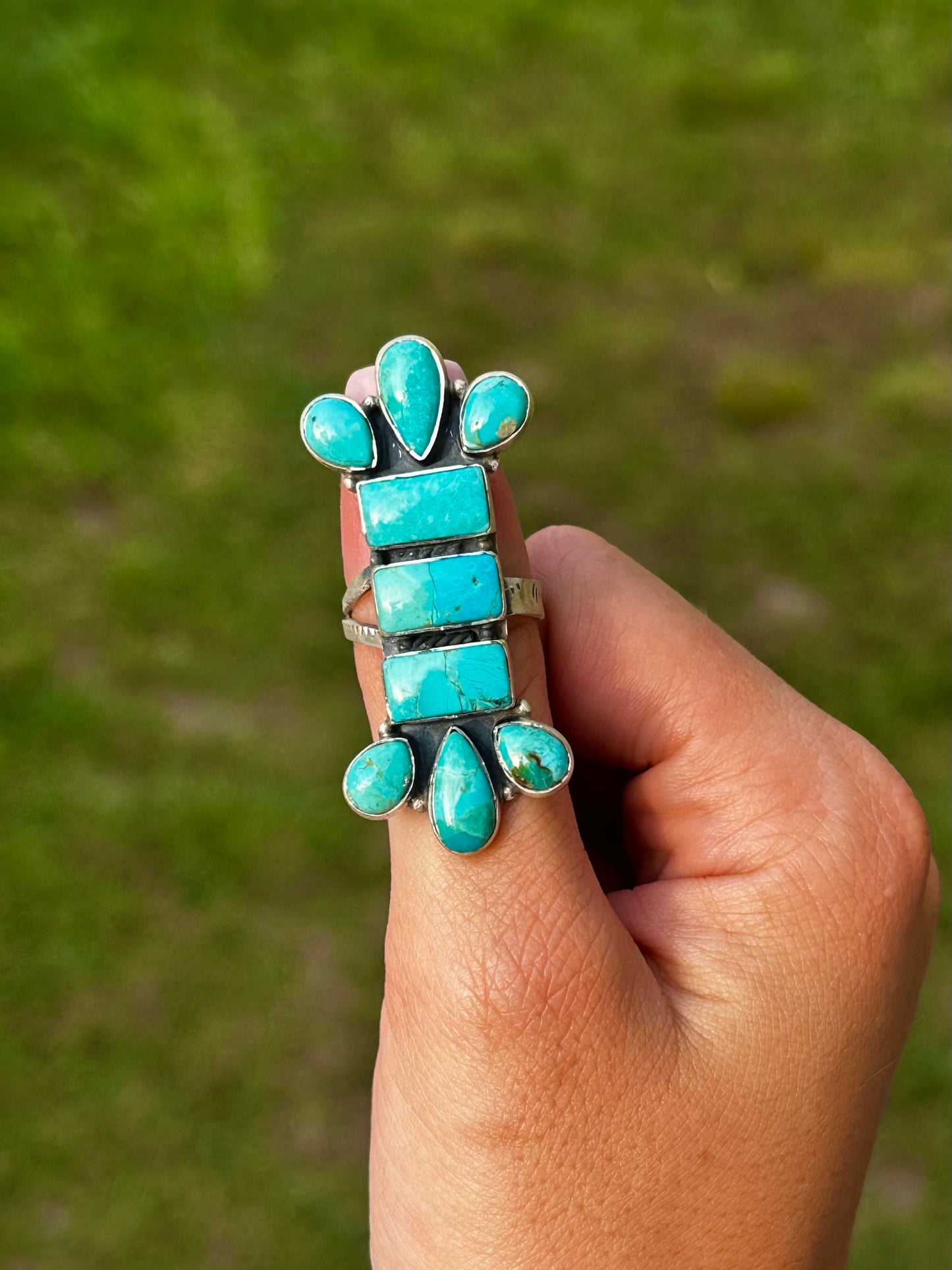 Adjustable Kingman turquoise ring