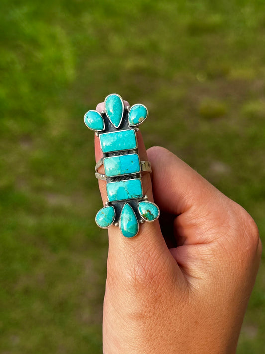 Adjustable Kingman turquoise ring