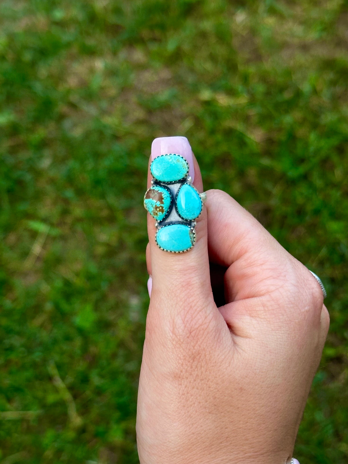 Adjustable #8 turquoise ring