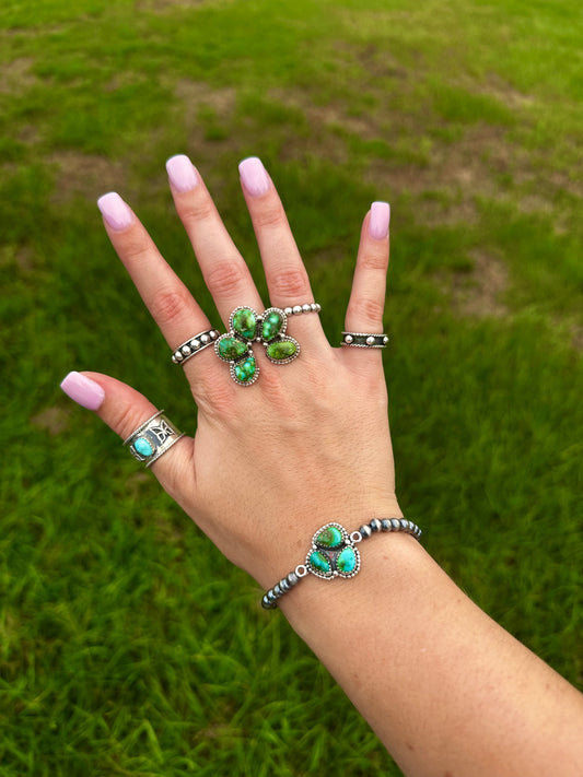 Sonoran stretch bracelet with 5mm sterling pearls