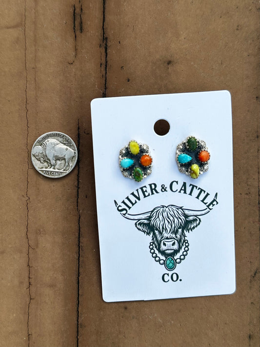 Multi stone cluster earrings