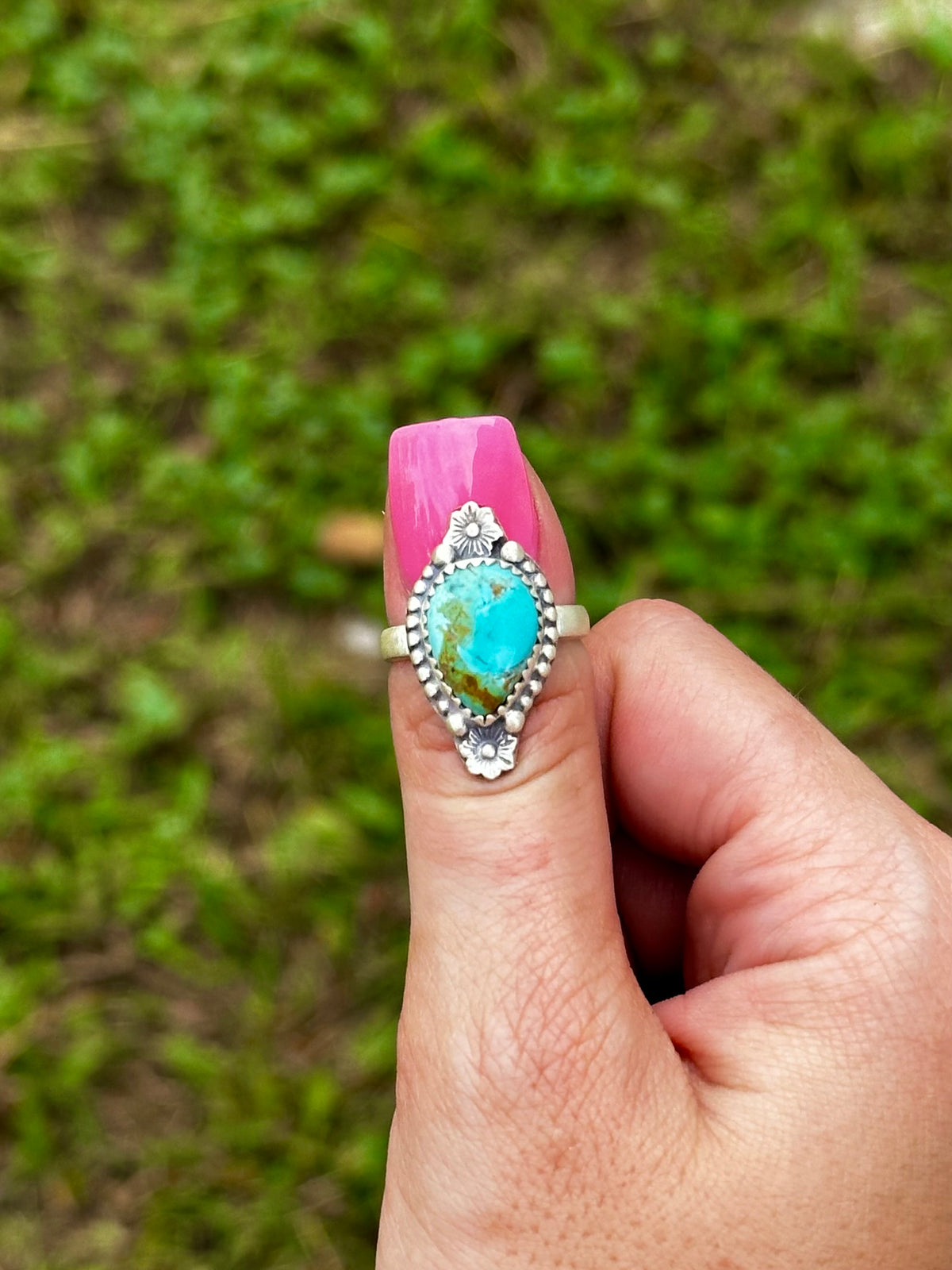 Adjustable turquoise ring