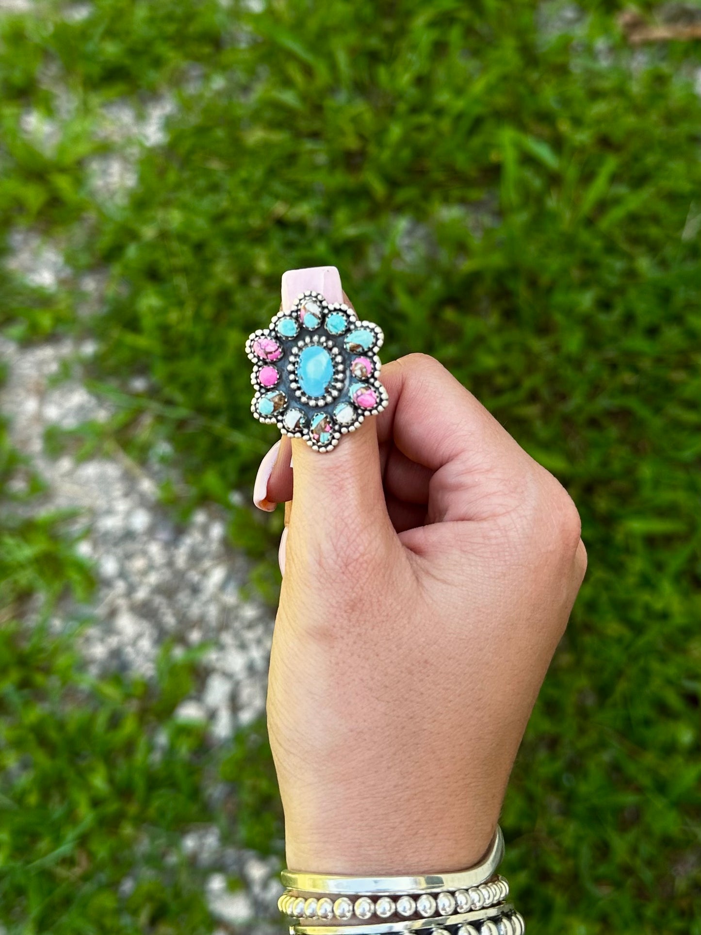 Size 9 Cotton Candy and Golden hills ring