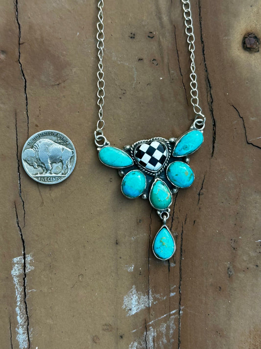 Kingman checkered heart necklace