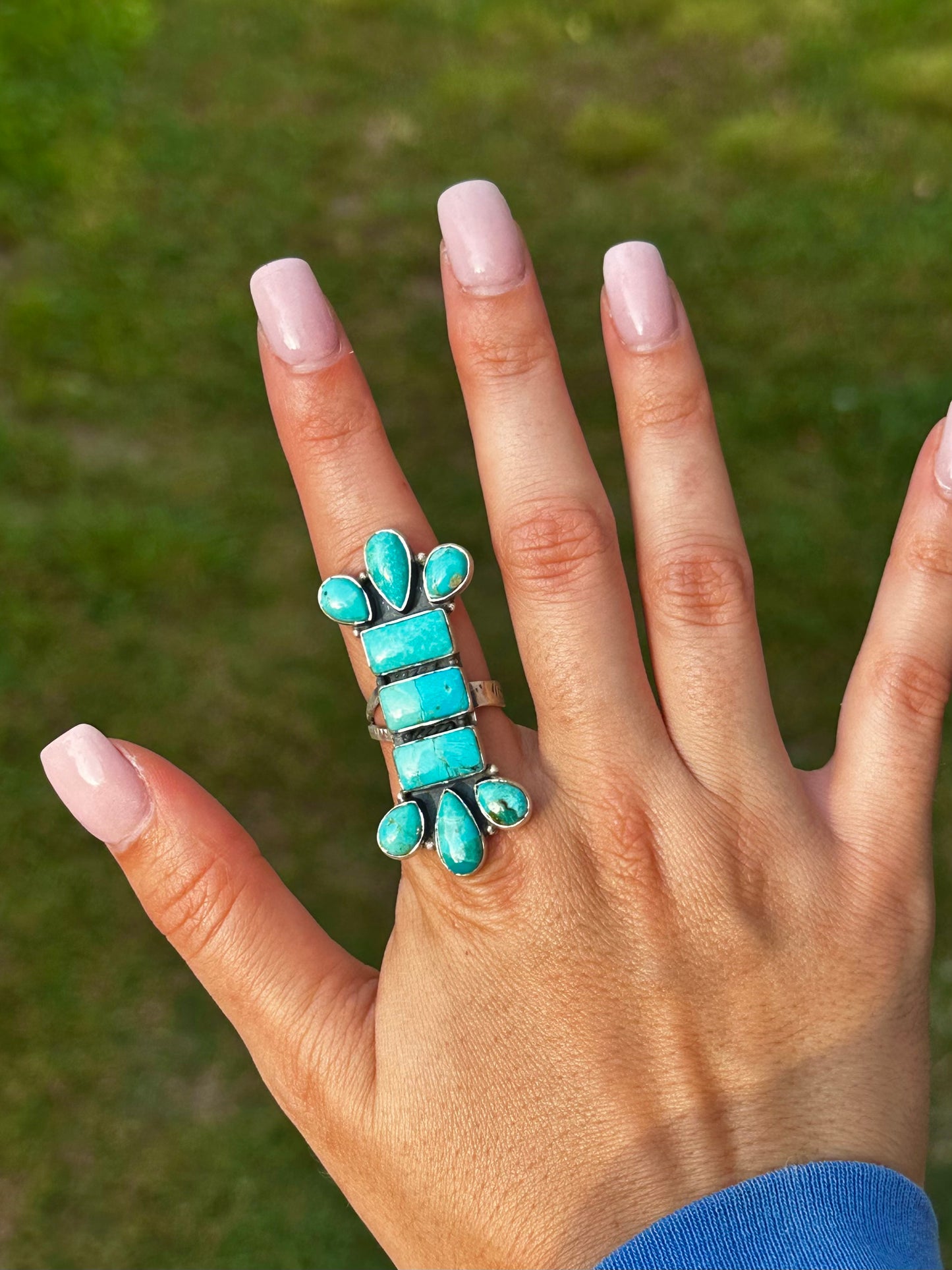 Adjustable Kingman turquoise ring