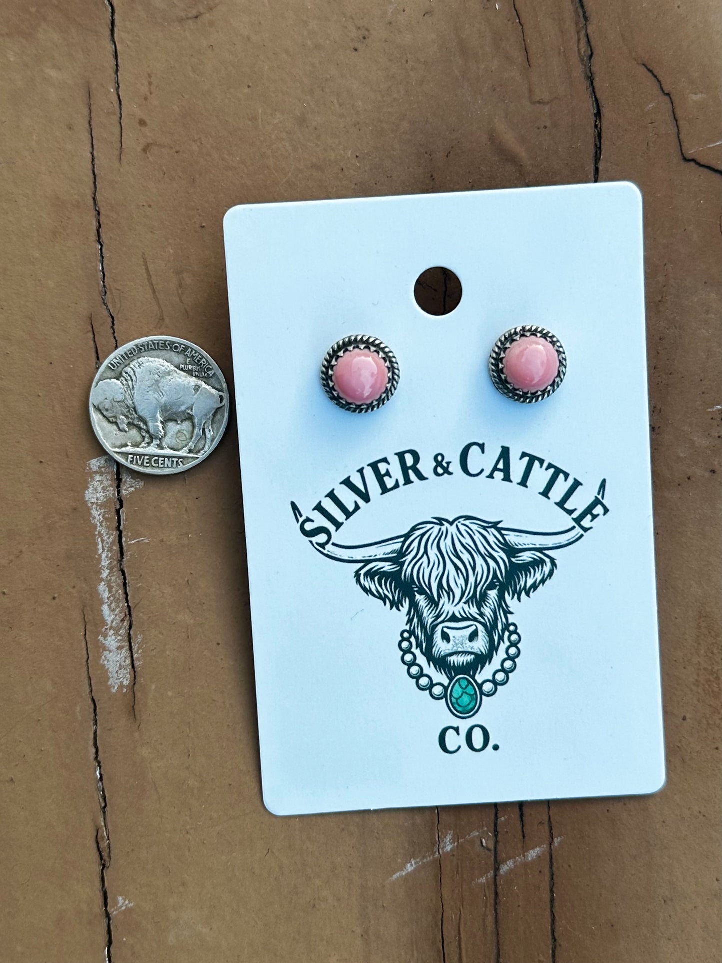 Pink conch earrings