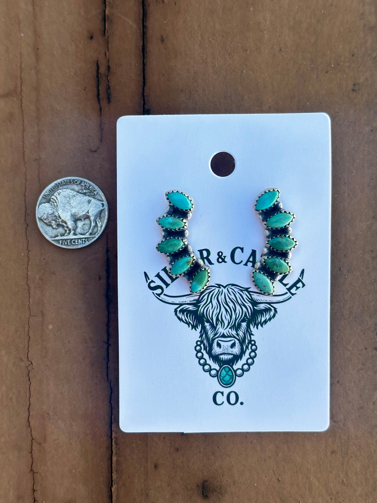 Turquoise 5 stone earrings