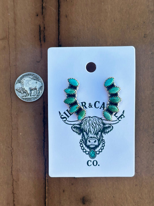 Turquoise 5 stone earrings