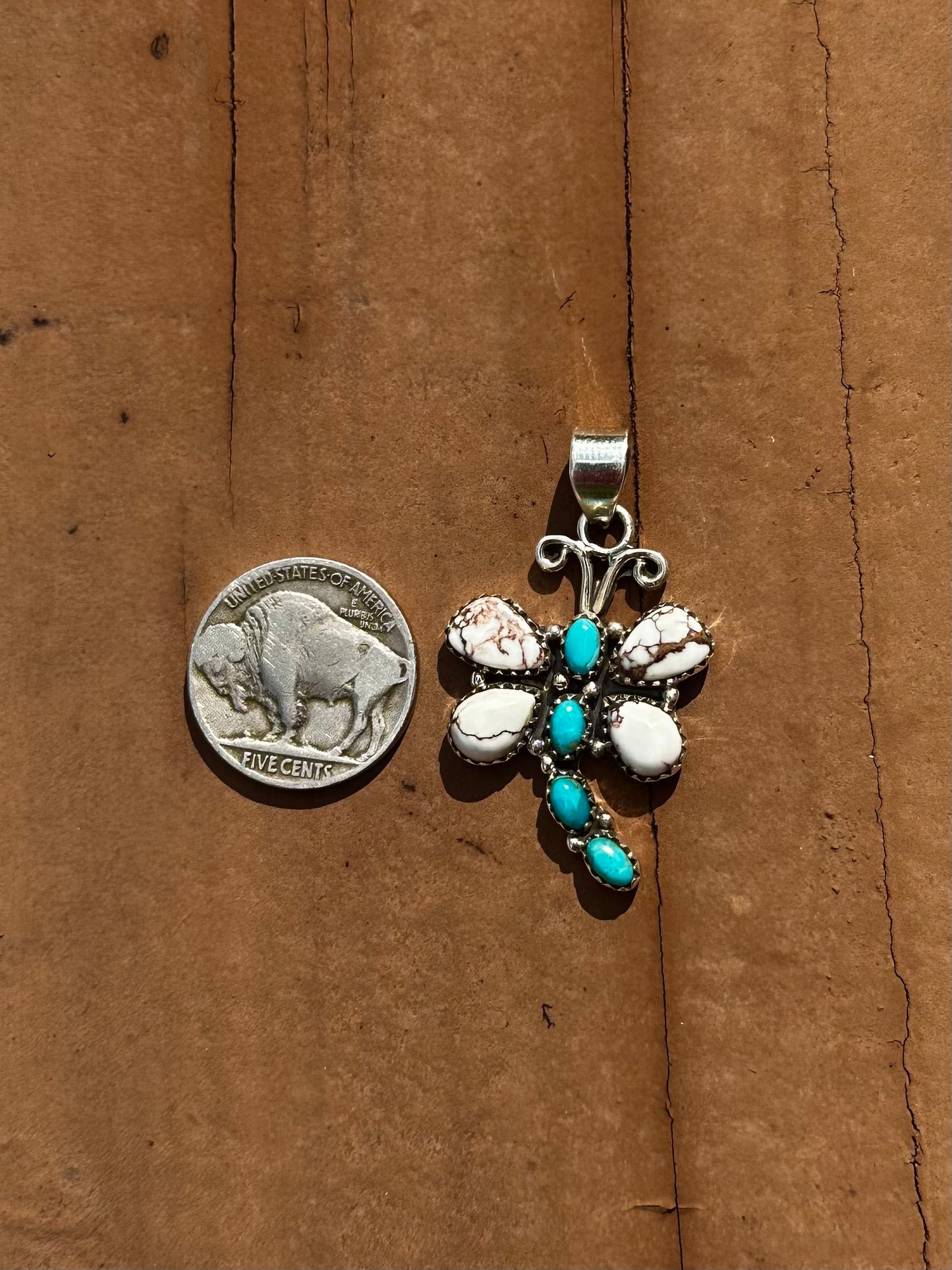 Wild horse in Kingman, dragonfly pendant