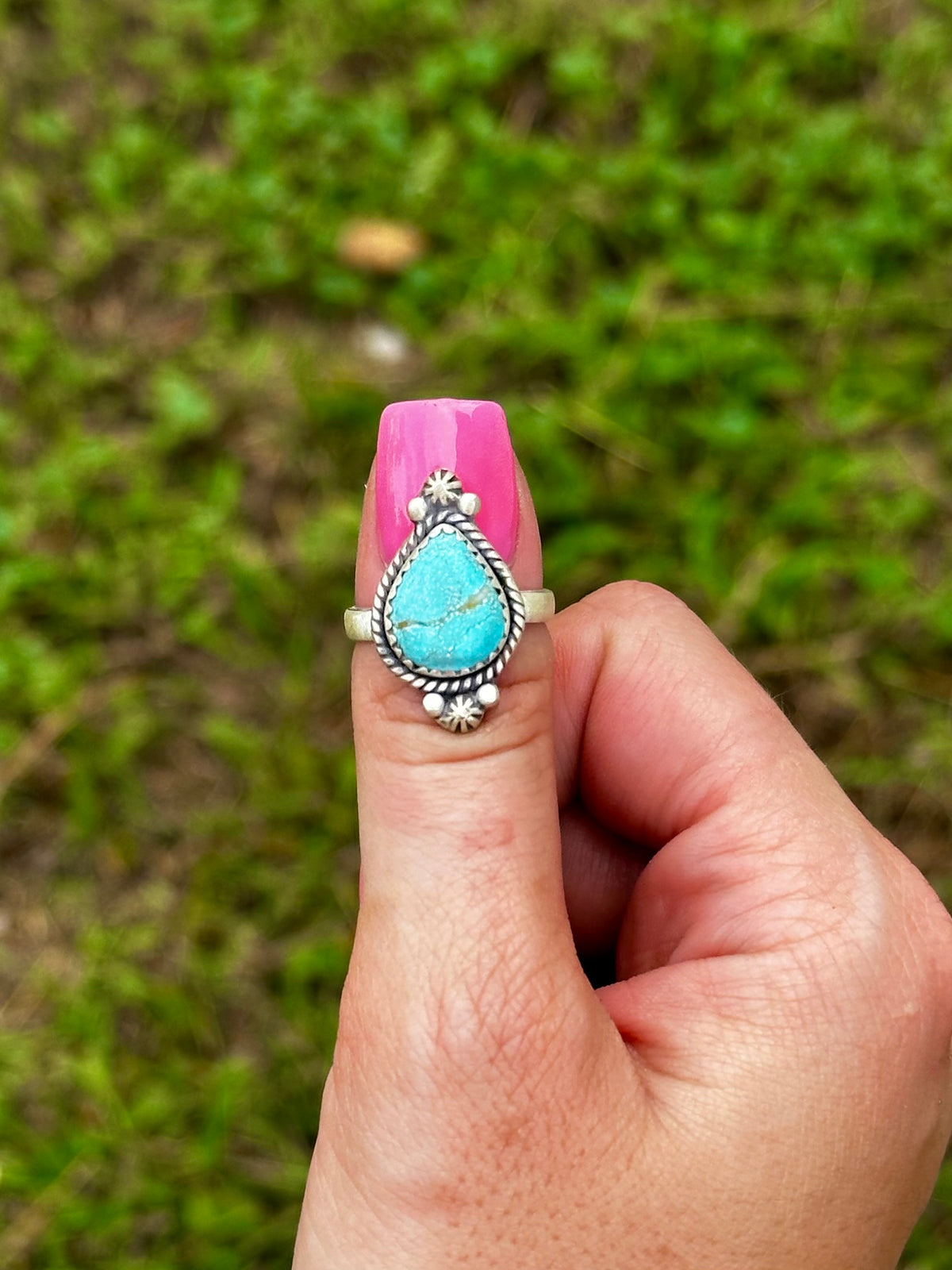 Adjustable turquoise ring