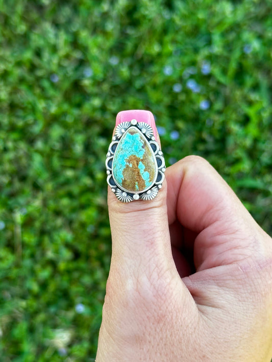 Adjustable #8 turquoise ring