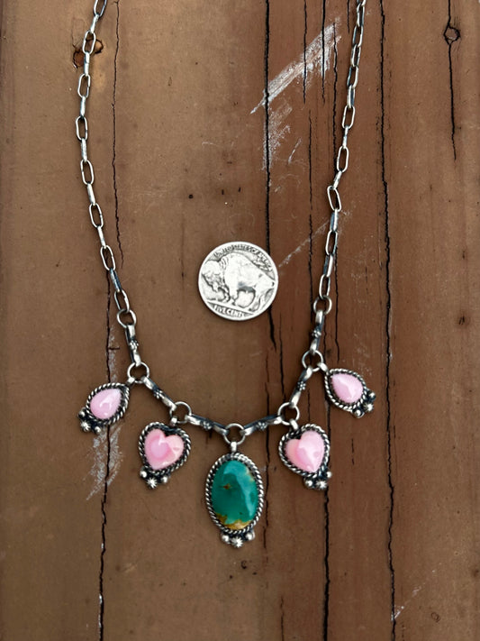 Multi stone charm necklace