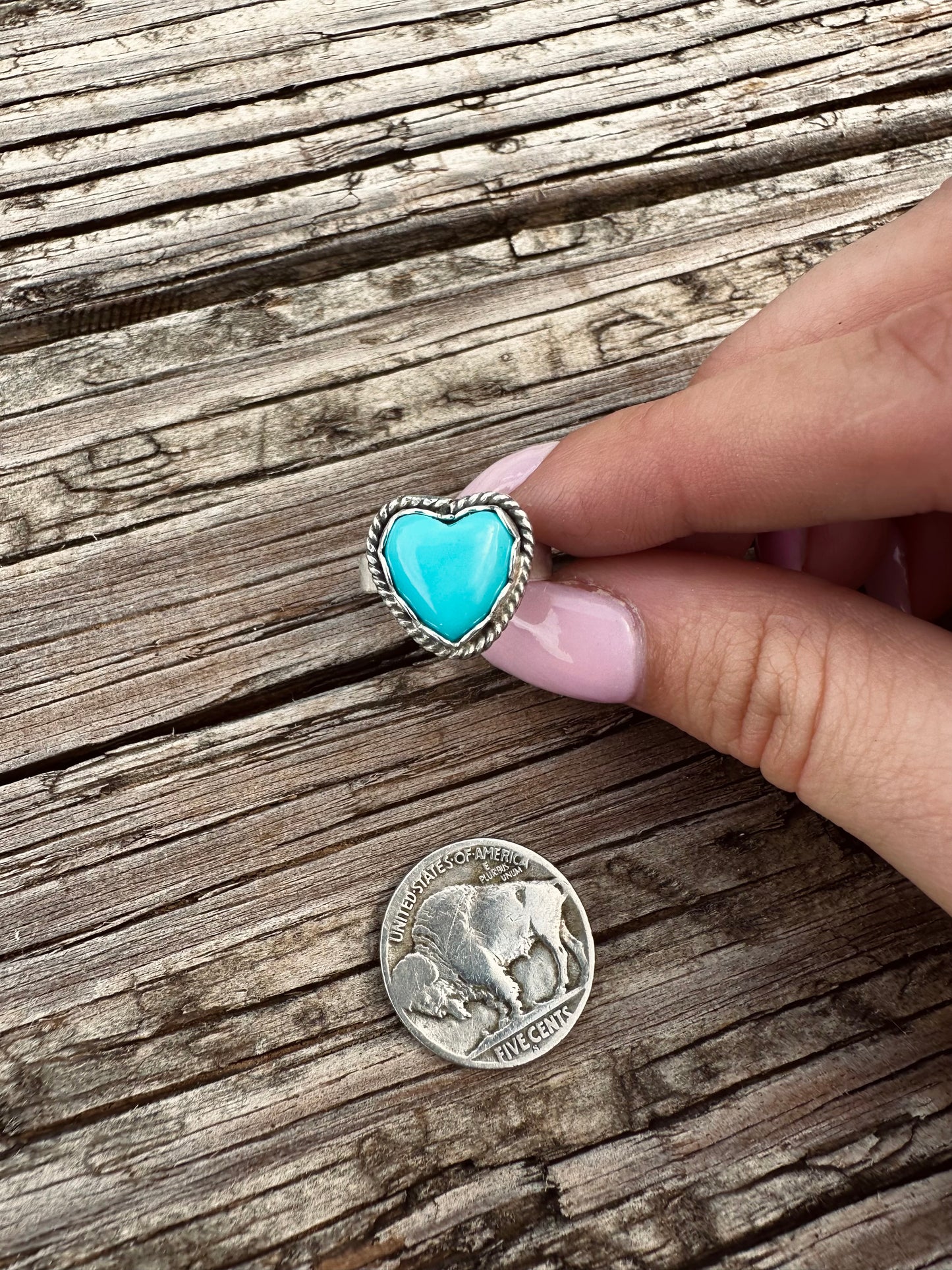 Adjustable Kingman heart ring