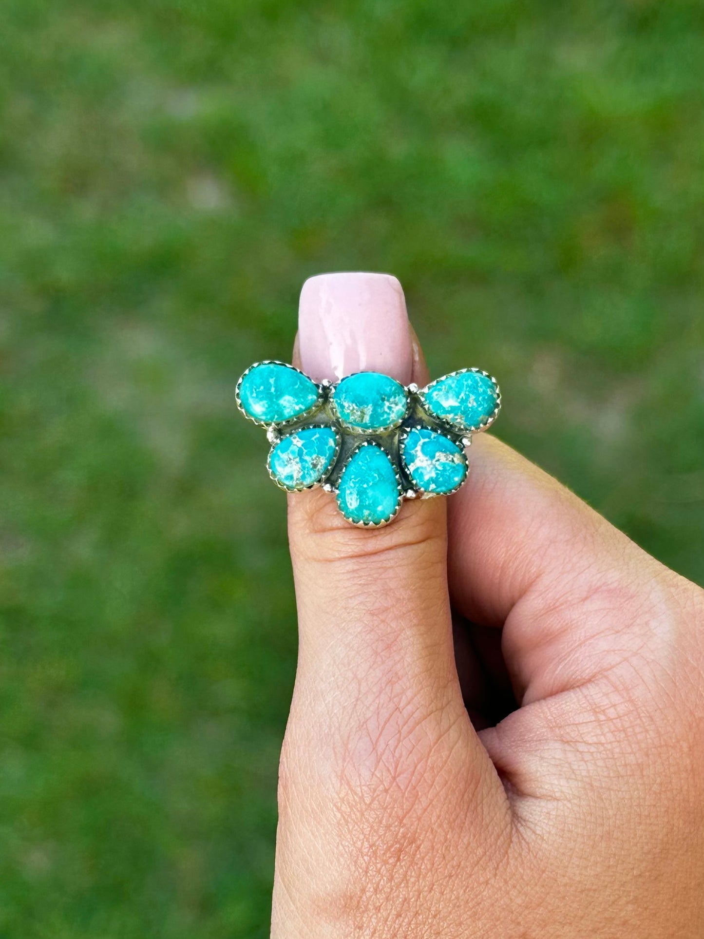 Adjustable White water half cluster ring