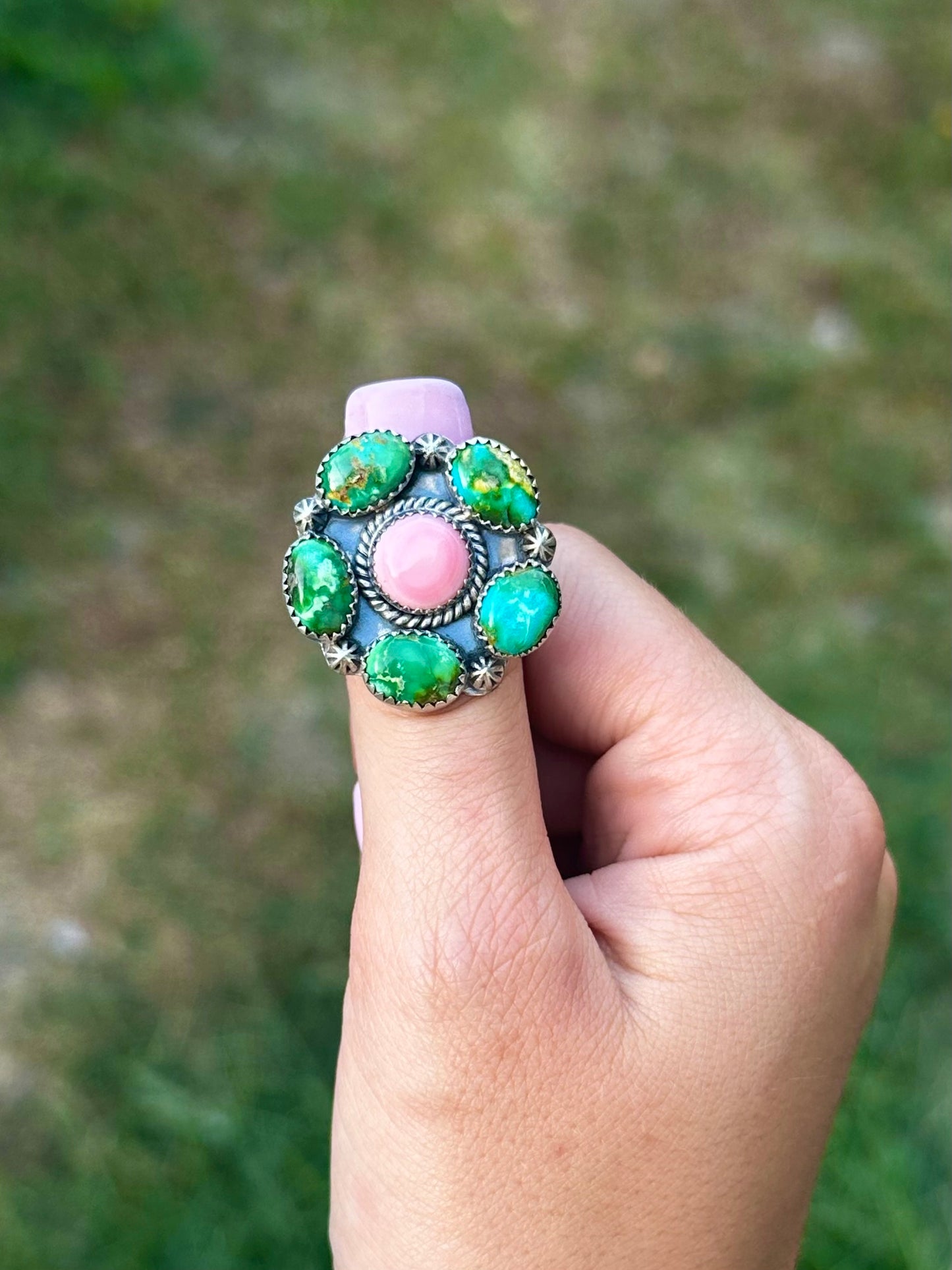 Adjustable Sonoran & pink conch ring