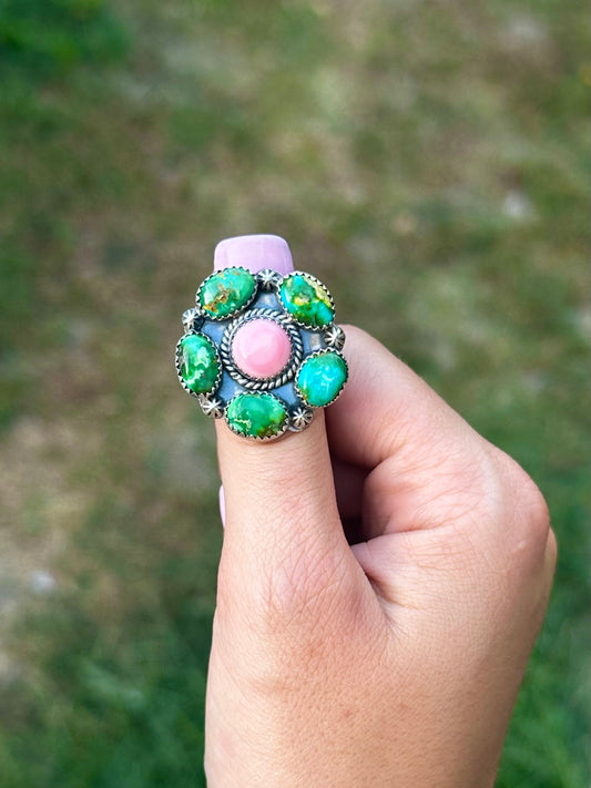 Adjustable Sonoran & pink conch ring