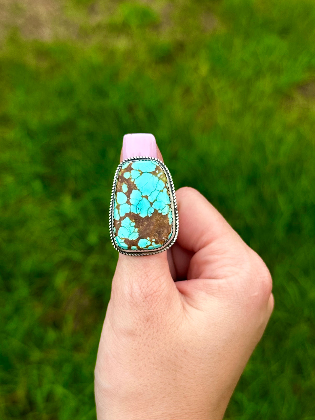Adjustable #8 turquoise ring