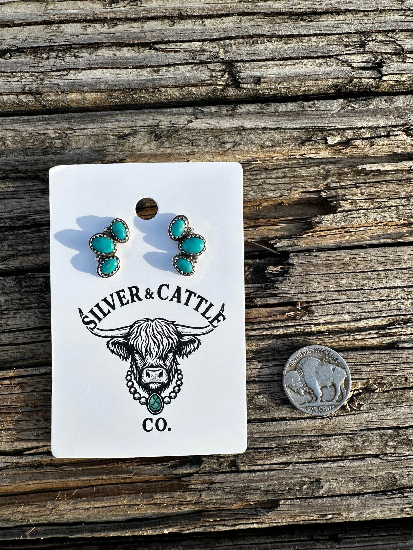 3 kingman stone earrings