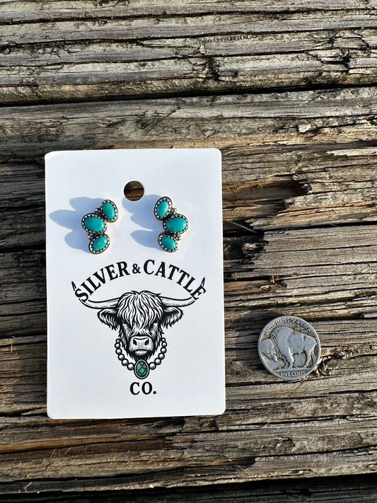 3 kingman stone earrings