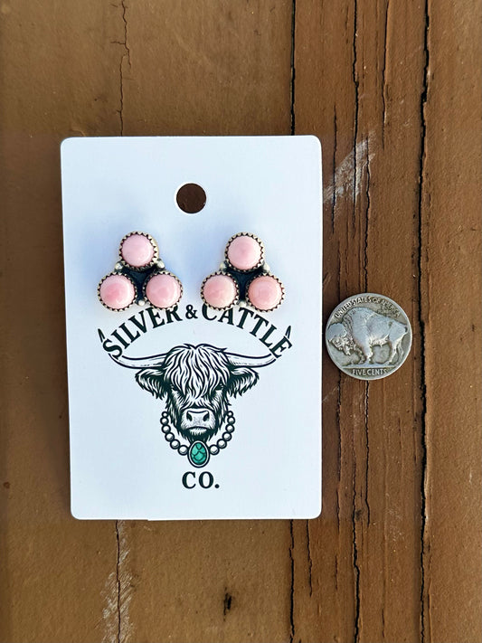 Pink conch earrings