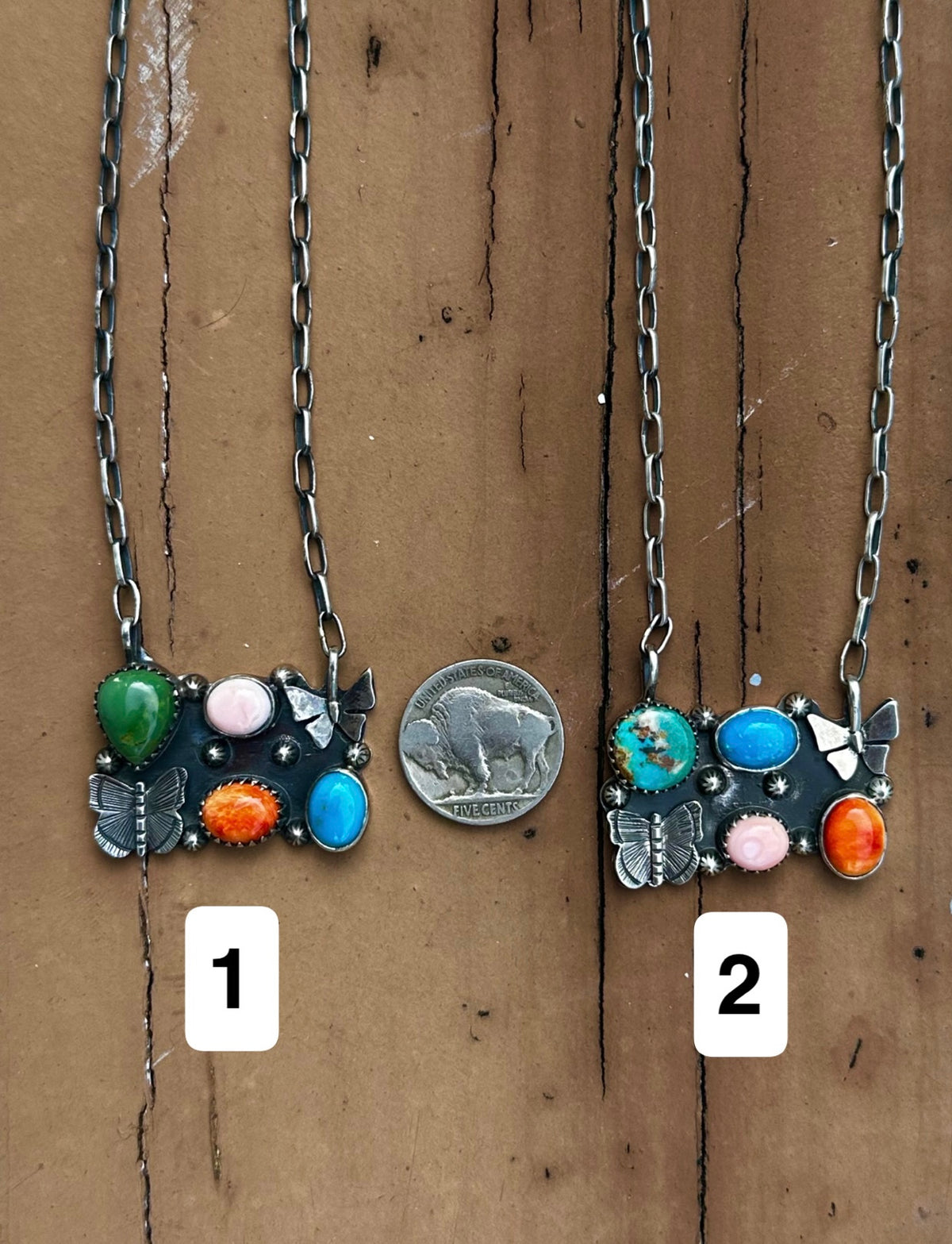 Multi stone Butterfly necklace