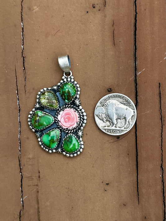 Sonoran & pink conch rose pendant