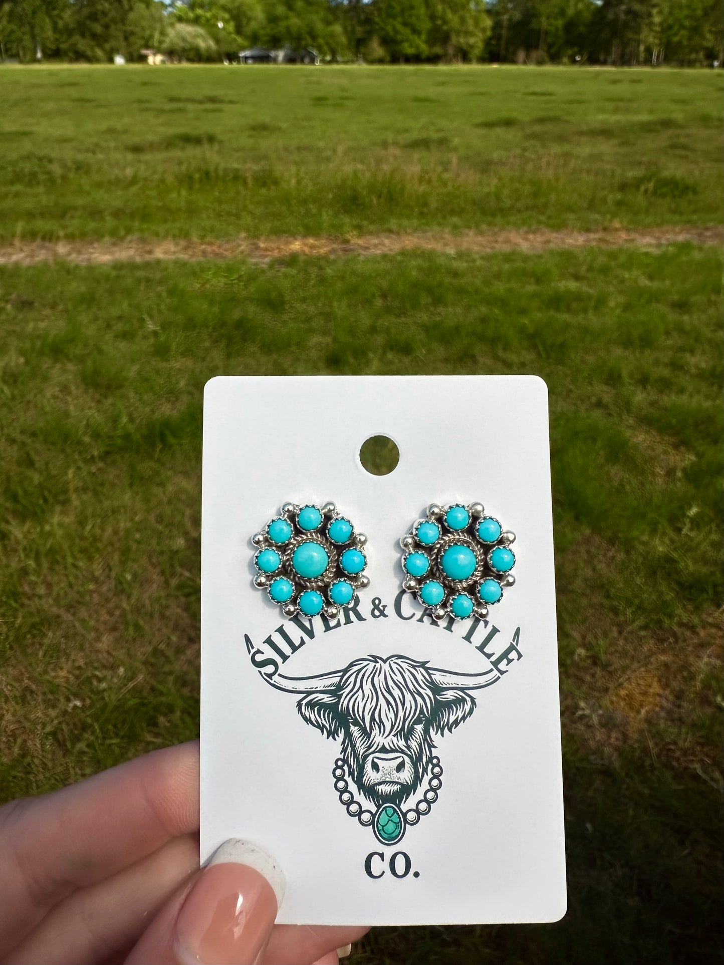 Turquoise cluster earrings by artist Yazzie