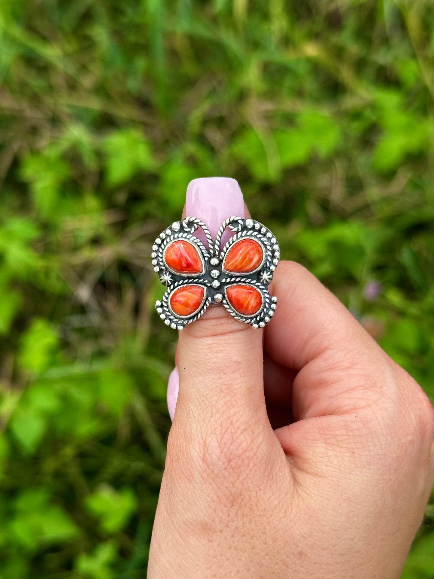 Orange spiny Butterfly ring | size 8.5