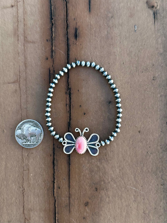 Pink conch butterfly stretch bracelet