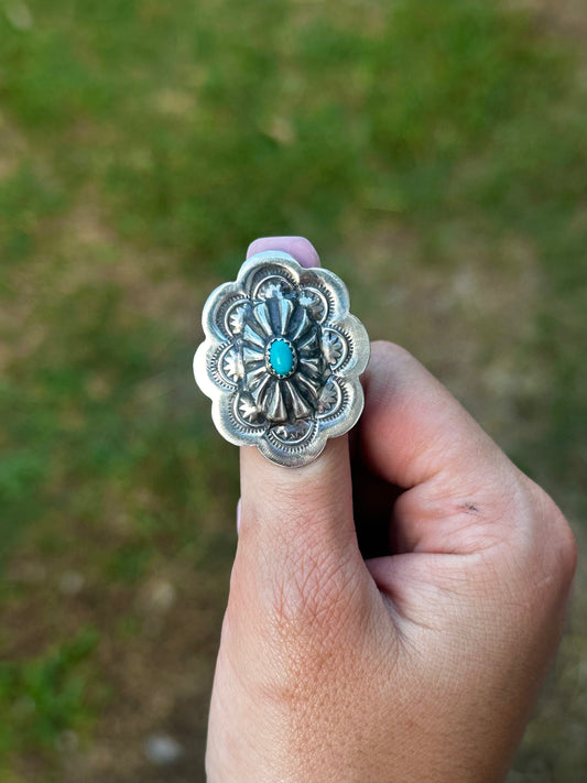 Adjustable Kingman Concho Ring by Navajo Artist Raymond Begay