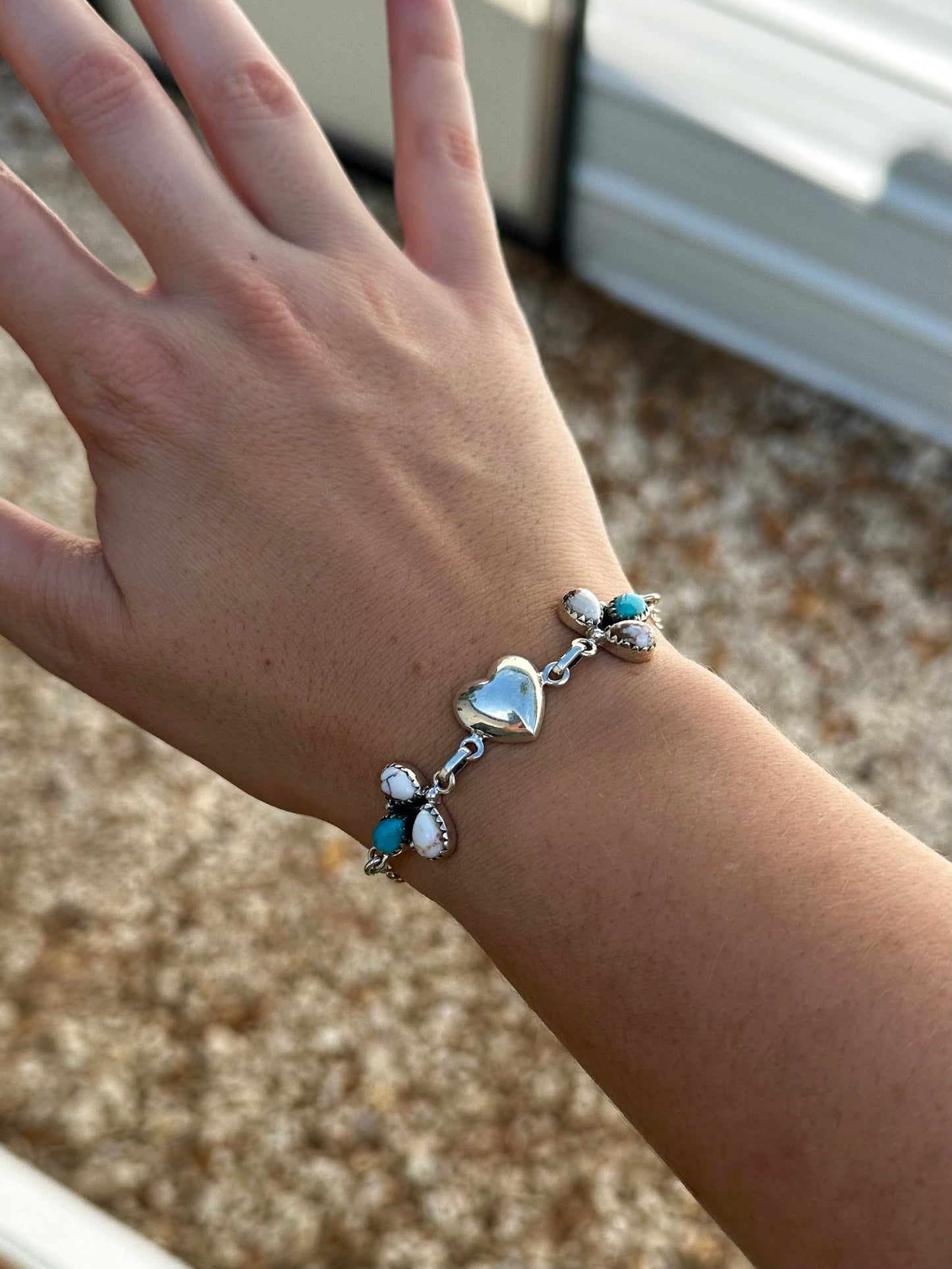 Wild horse & turquoise heart bracelet