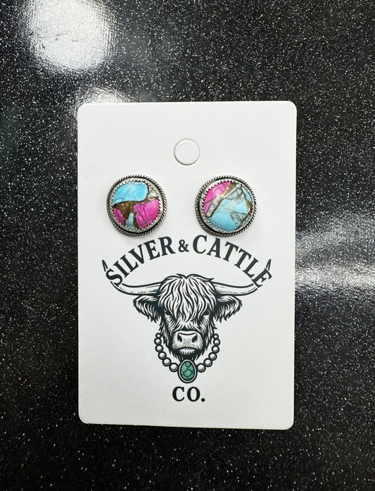 Cotton candy stud earrings
