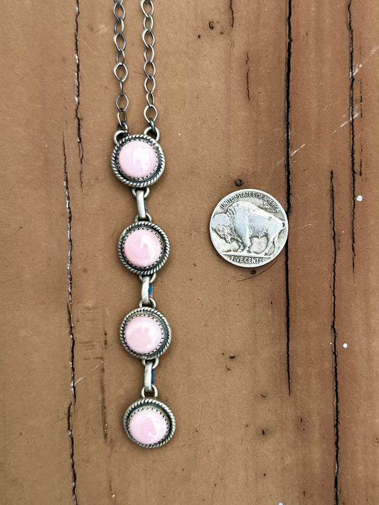 Pink conch 4 stone necklace