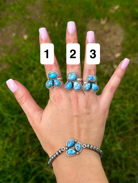 Adjustable Golden hills 3 stone ring