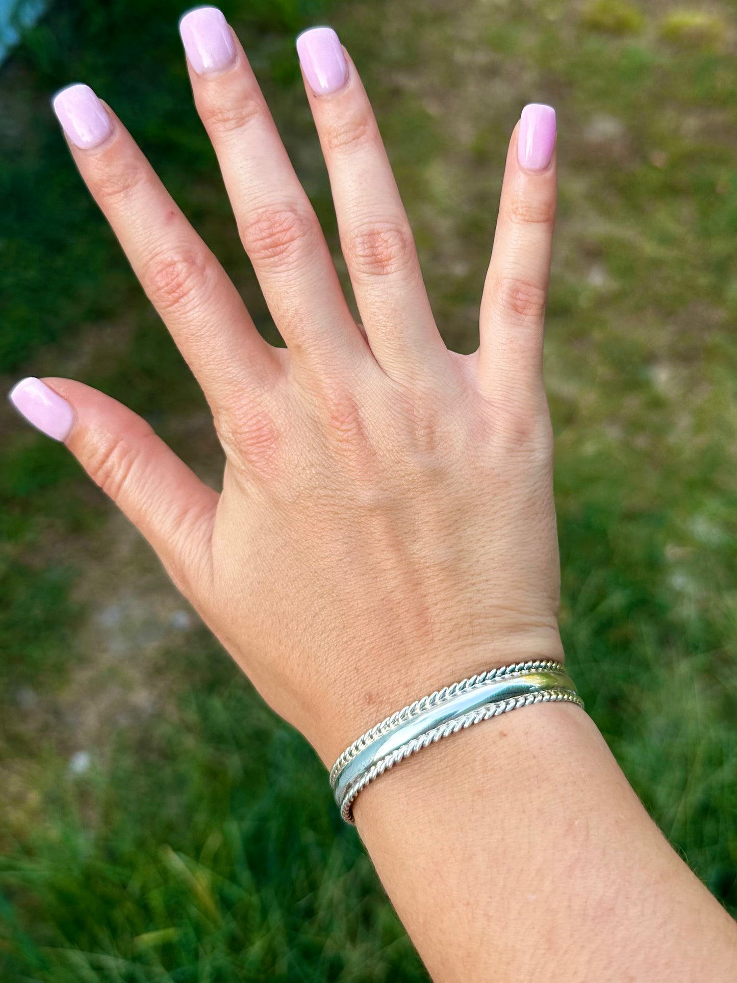 Sterling silver rope cuff by Navajo artist Aline Tahe