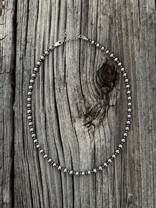 14 inch 6 mm and 3 mm Sterling Silver Pearls choker necklace