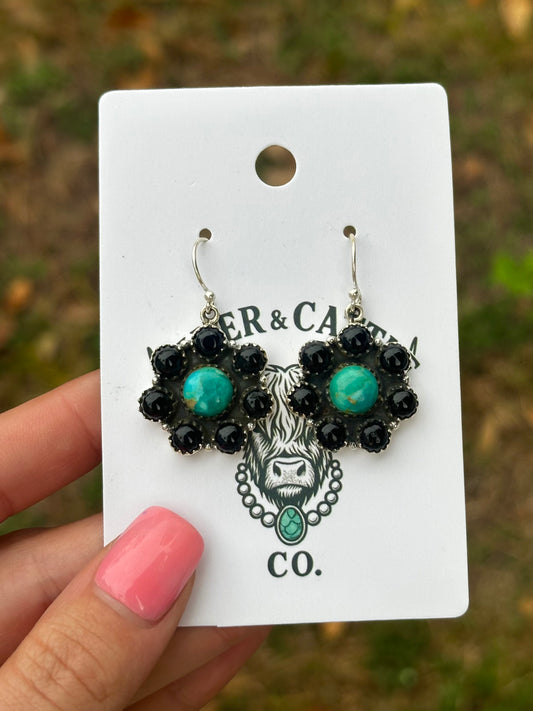 Kingman & black onyx earrings