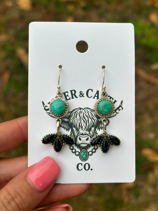 Kingman & black onyx earrings