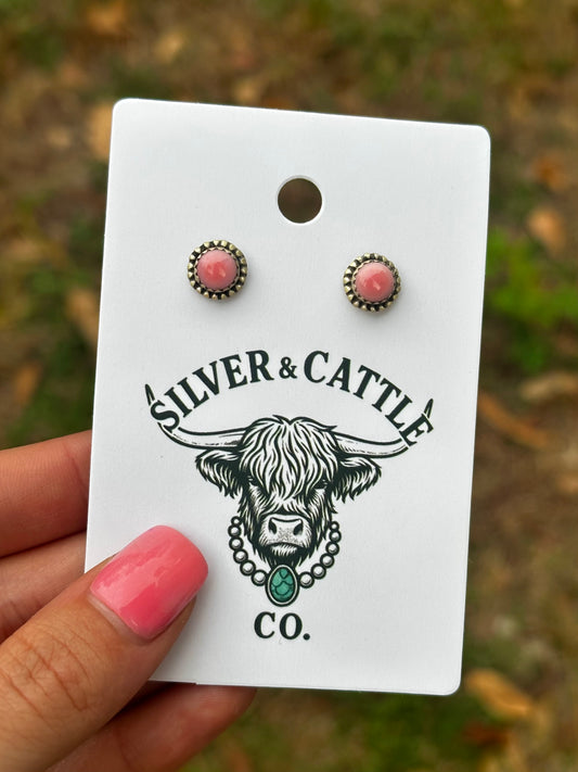 Pink conch earrings