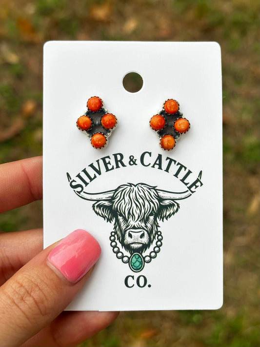 Orange spiny earrings